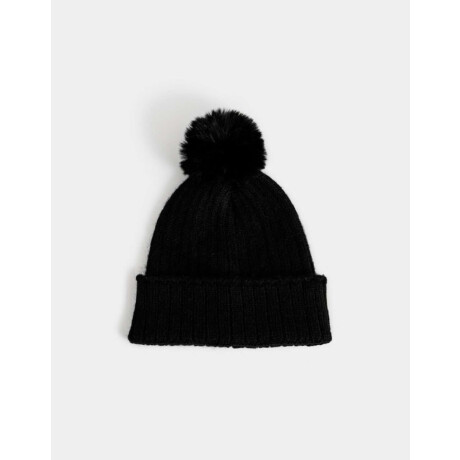 Gorro Tejido Con Pompón Negro