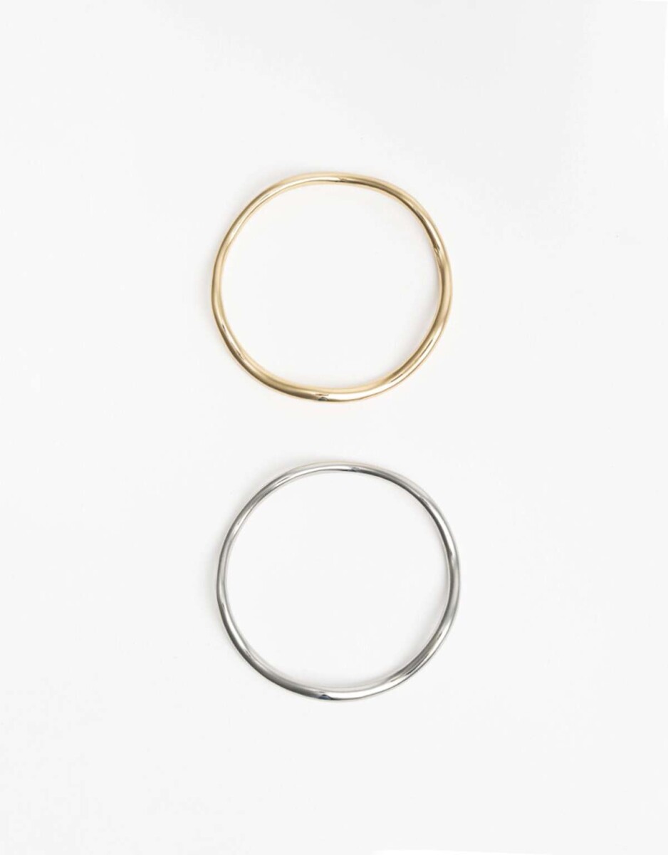 Pulseras Set Rígida Metal - Dorado 