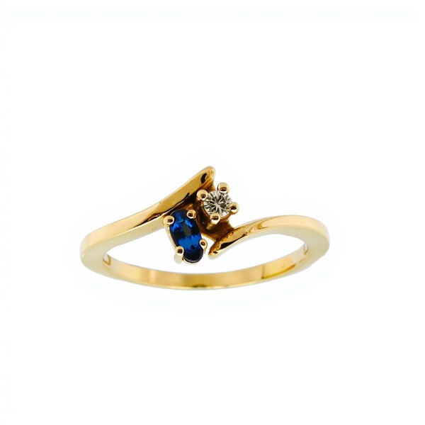 Anillo Toi ei Moi-Oro bajo-Piedra Zafiro y Zirconia-AN8132 conpiedra