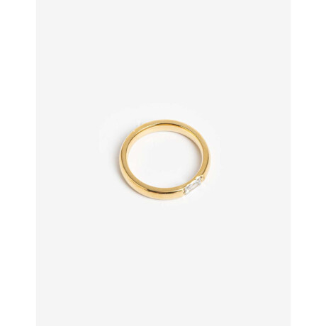 Anillo De Acero Con Cubic Dorado
