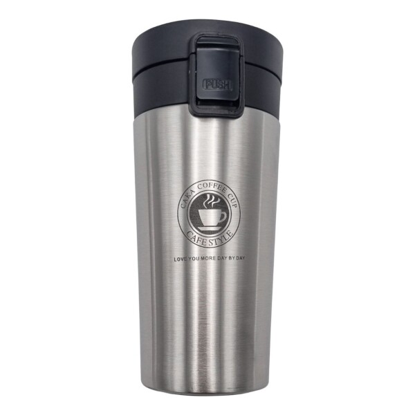 Pack X2 Vaso Taza Térmico Botella 380ml Abre Facil Cafe Te Color Variante Plateado