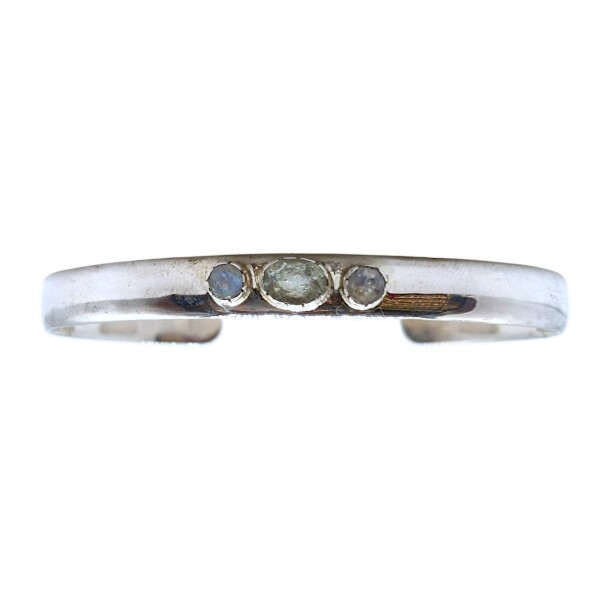 Brazalete "Agra" silver piedra de la luna y labradorita-BR2010 conpiedra