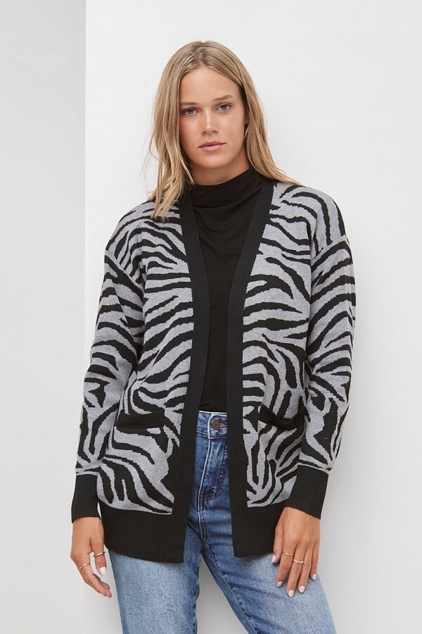 Cardigan Animal Print NEGRO/GRIS