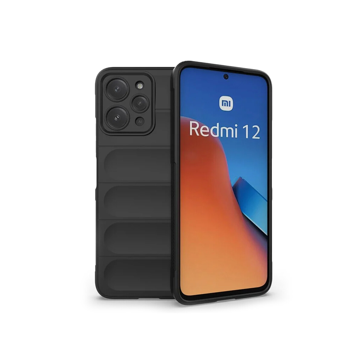 Protector Xiaomi Redmi 12 engomado con textura color negro 