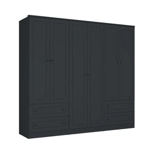 Ropero Americano PLUS 6 puertas 4 cajones - 100% MDF Gris