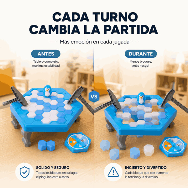 Juego No Caiga el Pingüino 47 Piezas con 2 Martillos AZUL