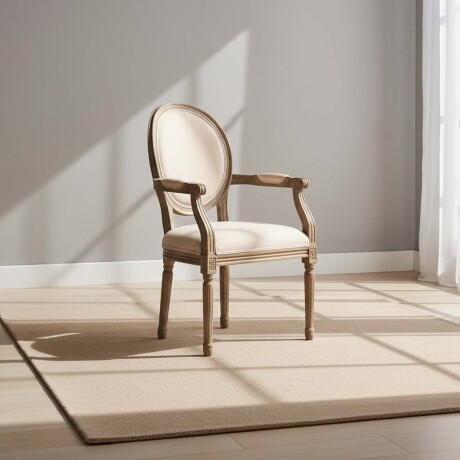 BUTACA MADERA-Y-TELA NATURAL-BEIGE ESTILO LUIS XV