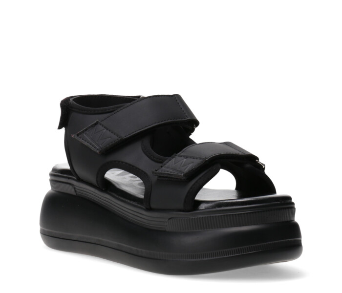 Sandalia SAIGNON con velcros y plataforma Black