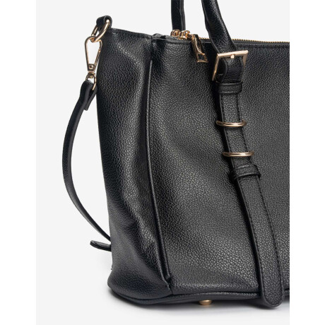 Cartera City Con Doble Asa De Mano Y Detalles De Hebillas Negro