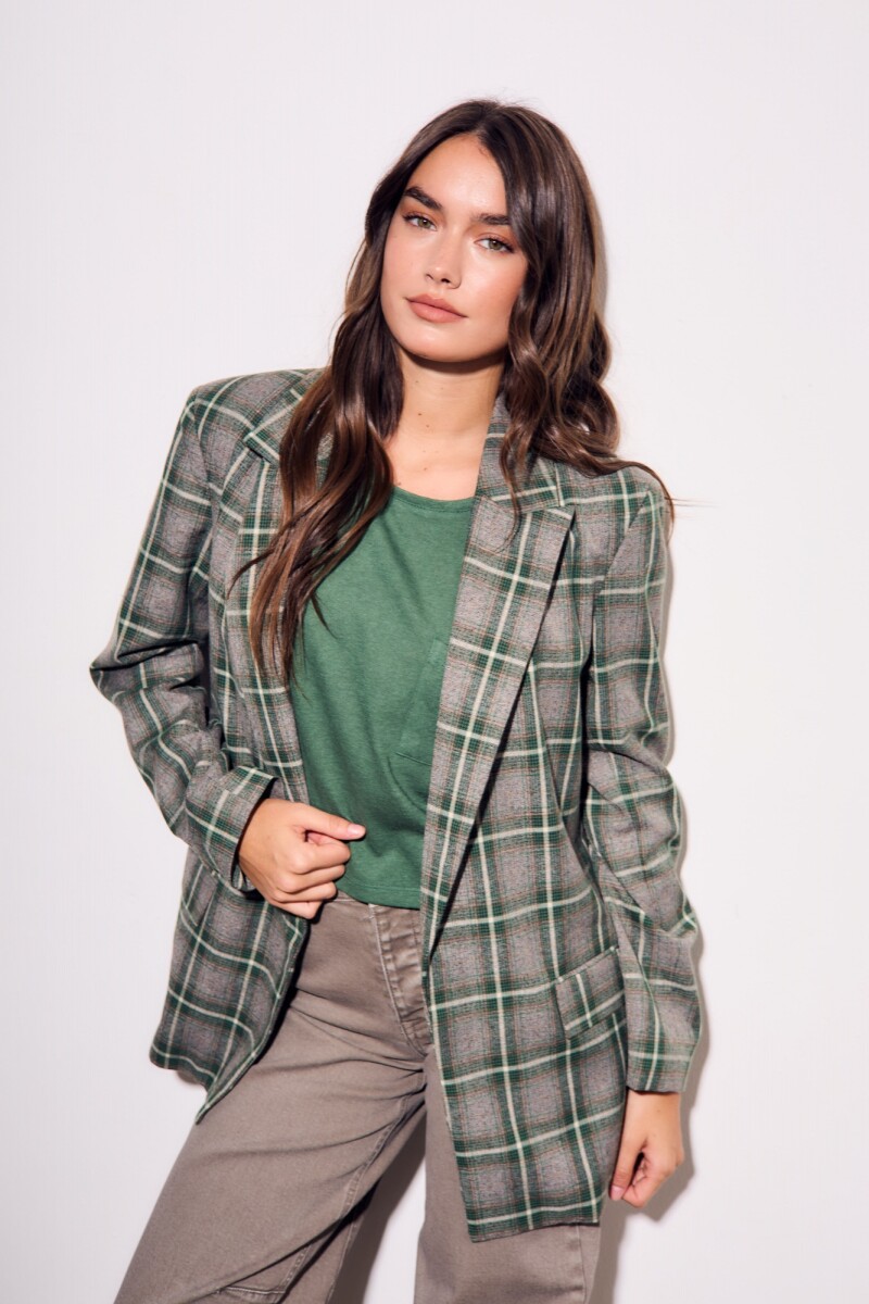 Blazer A Cuadros Oliva