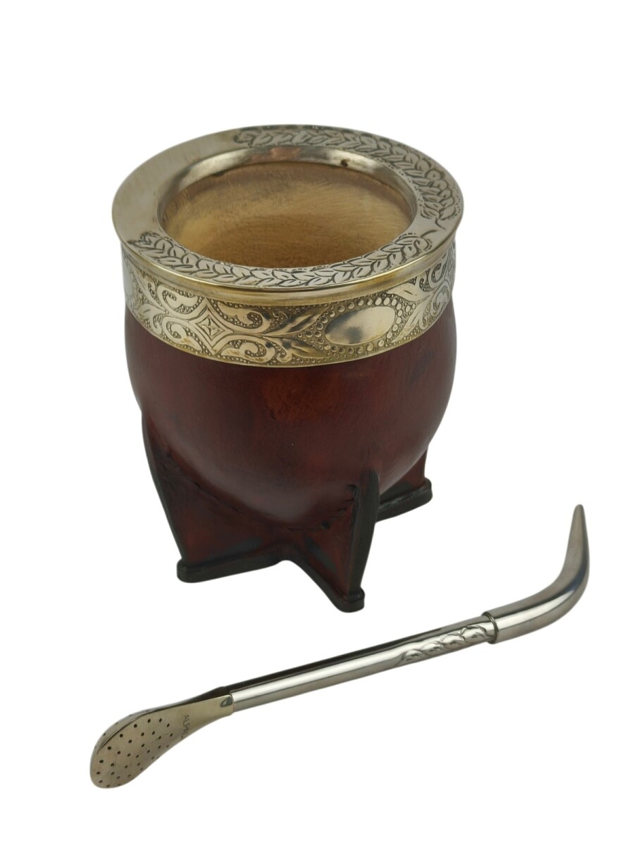 kit Mate imperial + bombilla de alpaca - Marrón cincelado 