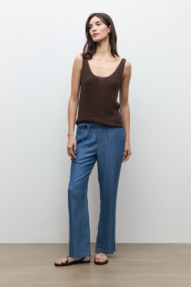 Pantalon recto Lyocell jean medio