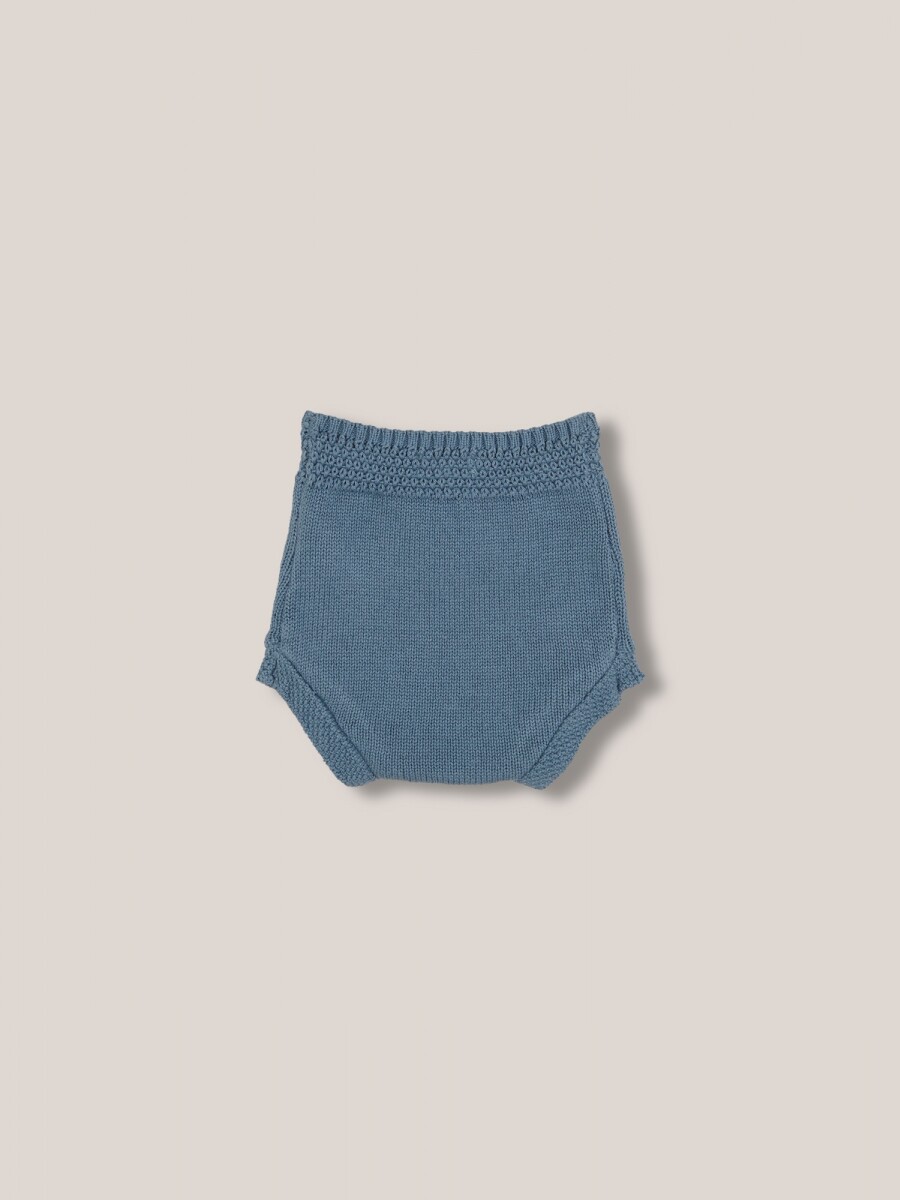 Pantalon Corto De Punto Azul Claro