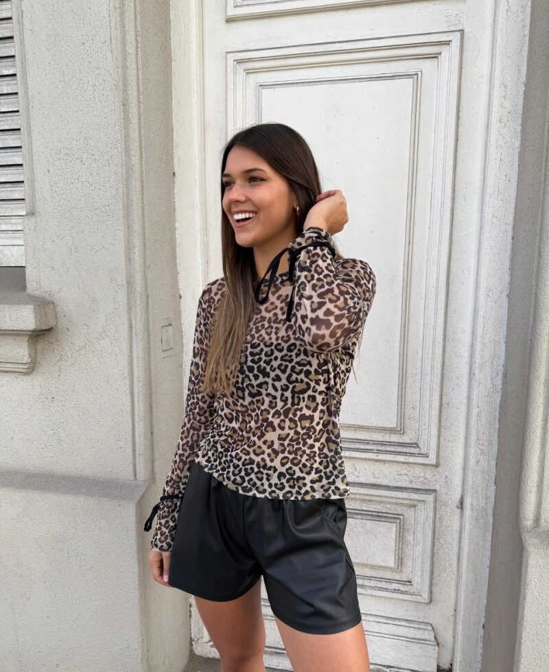 Remera print microtul beige