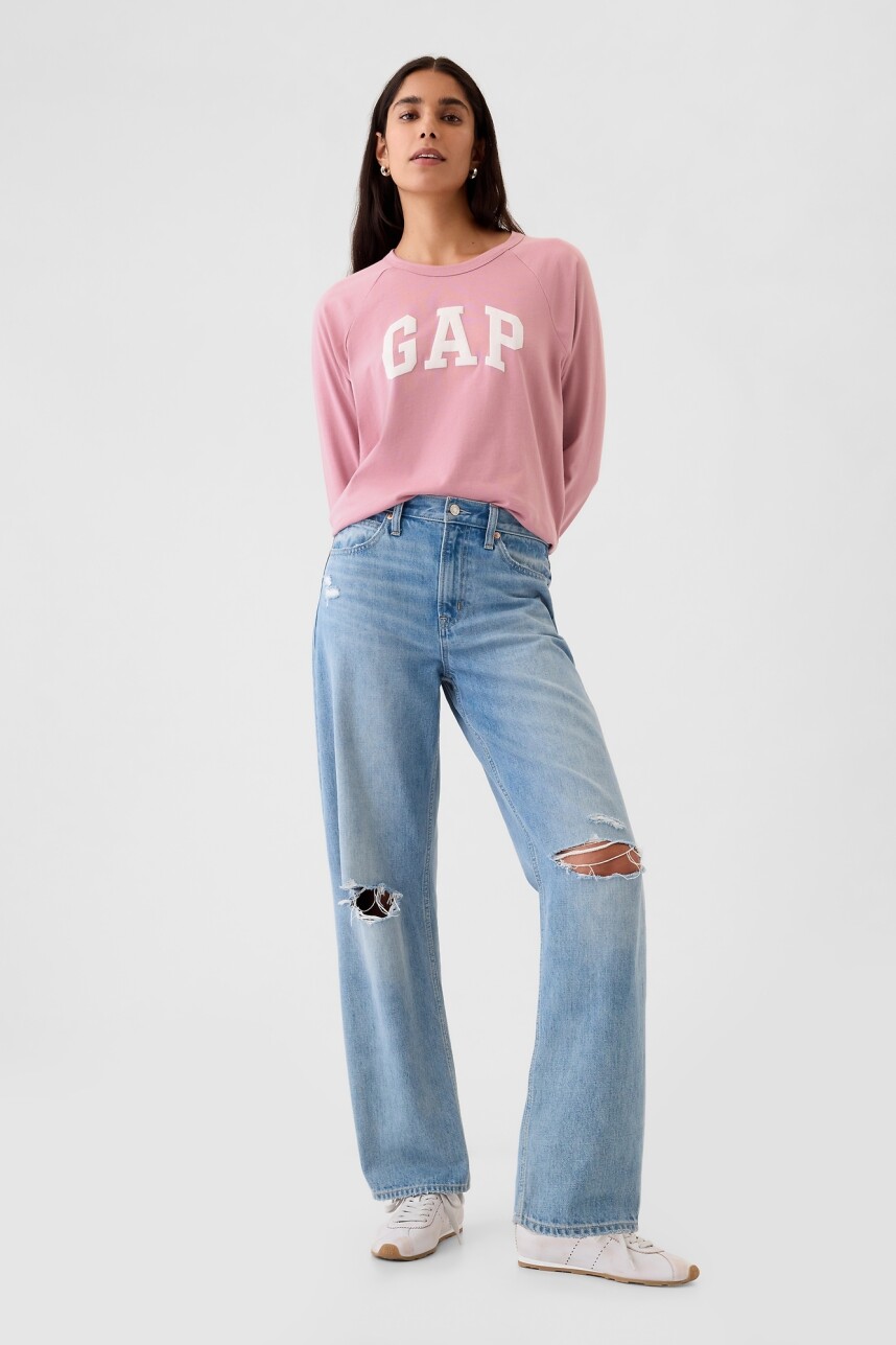 Remera Logo Gap Manga Larga Mujer Lilas Pink 16-1708 Tcx