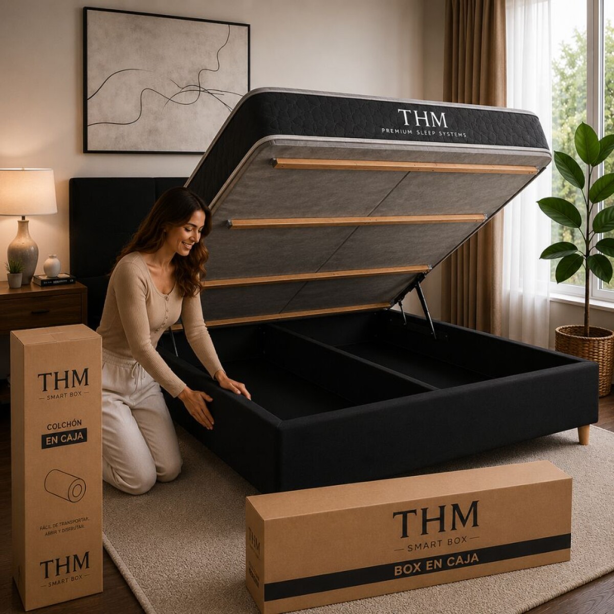 Sommier 2 Plazas THM Hybrid Silver Box Baul 