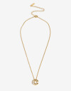 Cadena Corta con Dije Metal Collar Acero Inicial C - Dorado