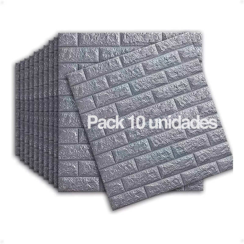 Revestimiento Paneles De Pared Autoadhesivos Ladrillo Plateado X10