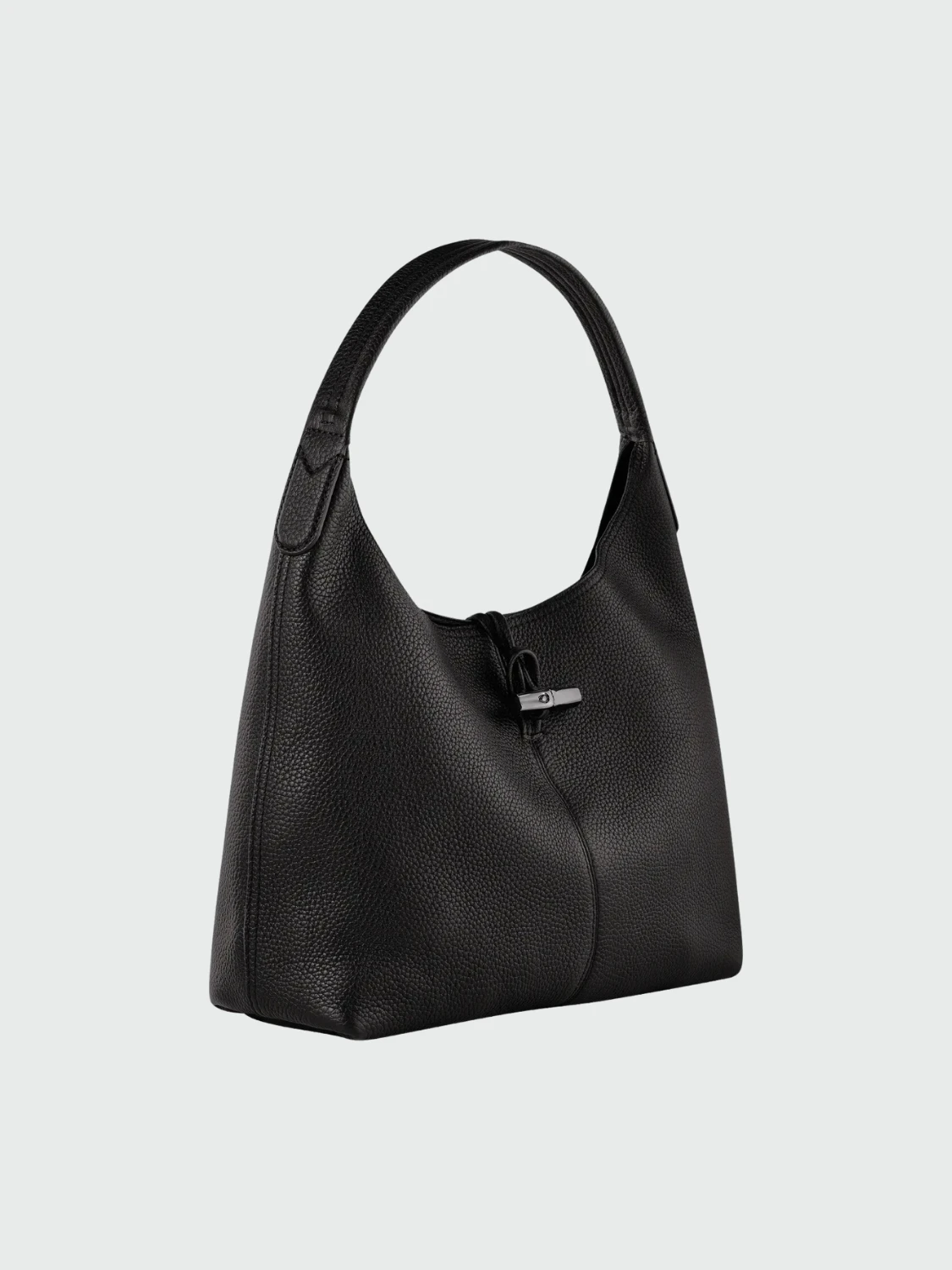 Longchamp -Cartera de cuero flexible Roseau Essential Negro