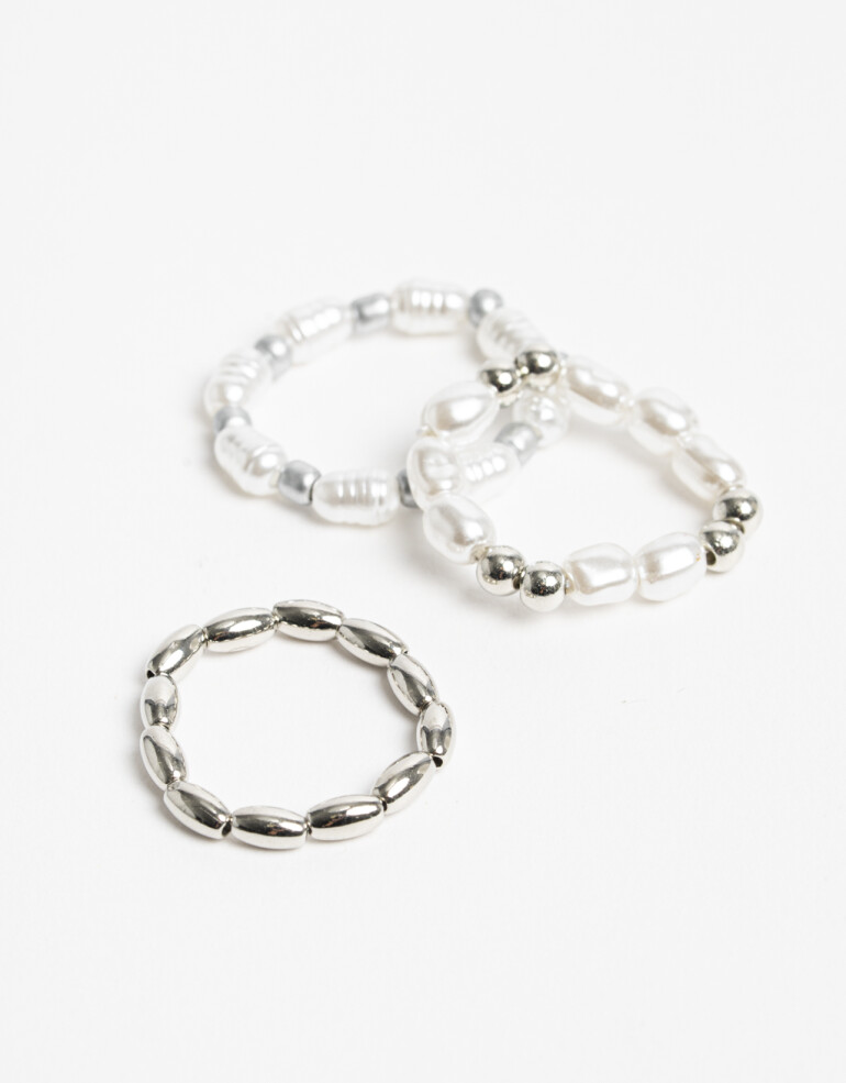 Sets Anillos Perlas Set Anillos Perlas - Plateado Rodio