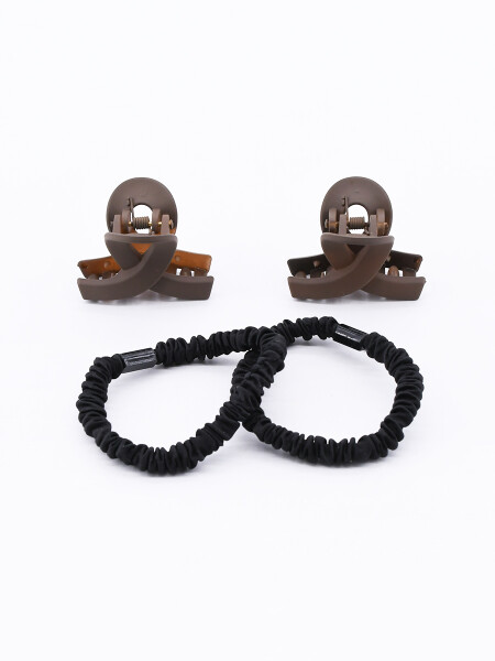 BROCHES Y COLEROS PACK X 4 MARRON