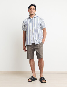 012631 CAMISA HARRINGTON LABEL Natural/azul