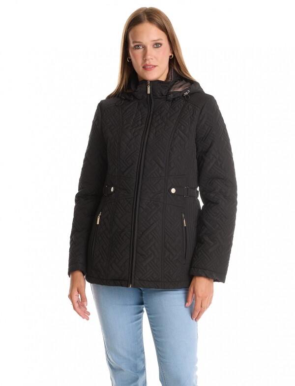 Campera Capitoneada & Cintura Ajustable NEGRO