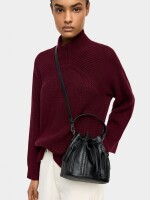 Bolso Bombonera Con Textura Y Cremalleras negro