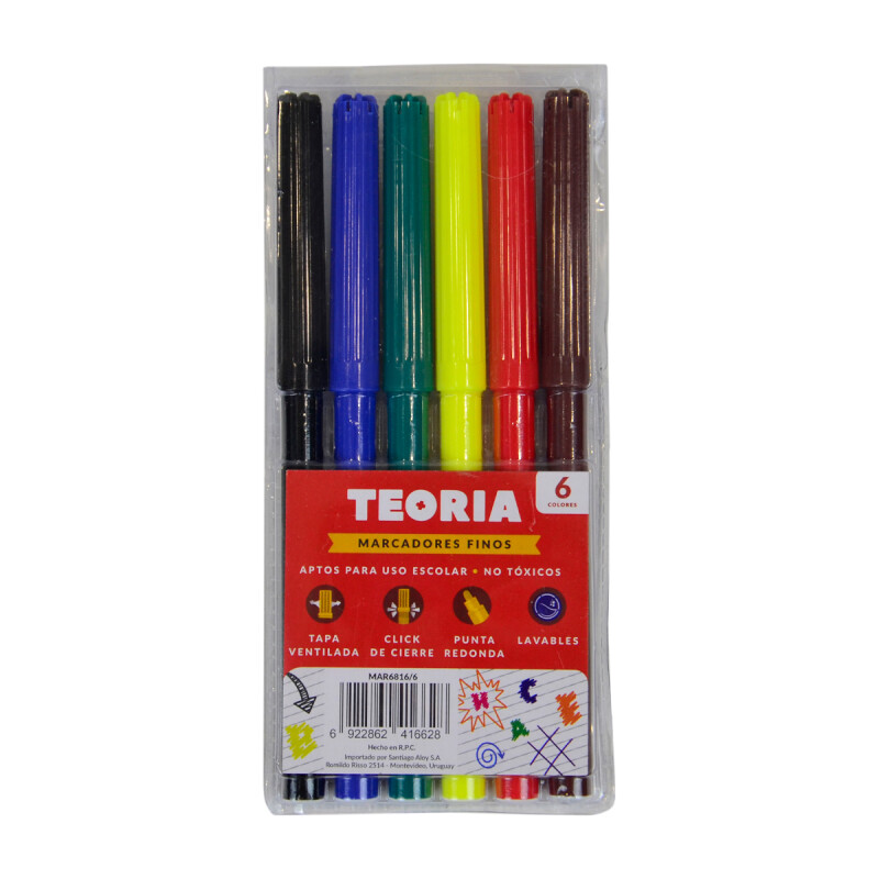 Marcadores finos Teoría+ x6 Colores COLORES