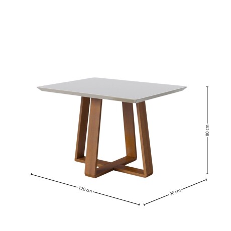 Mesa de Comedor Wood - 120 x90 con Vidrio Off White y Natural