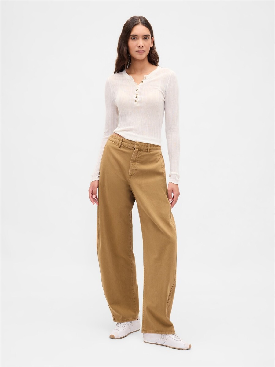 Pantalón Khaki Barrel Mujer - Palomino Brown Global 