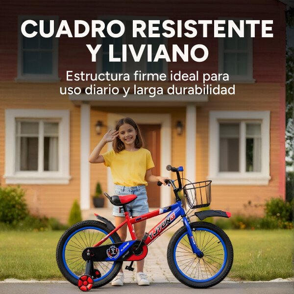 Bicicleta Infantil Yjtong R18 Canasto Parrilla Guardabarros Rojo 1