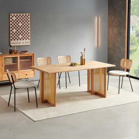 SILLA DE COMEDOR RATTAN-Y-METAL NATURAL-BEIGE BRISA