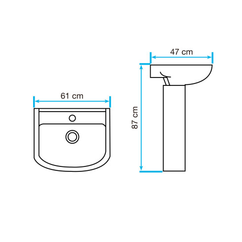 PEDESTAL PARA LAVATORIO MALAWI BLANCO BRILLO LOZA SANITARIA 000