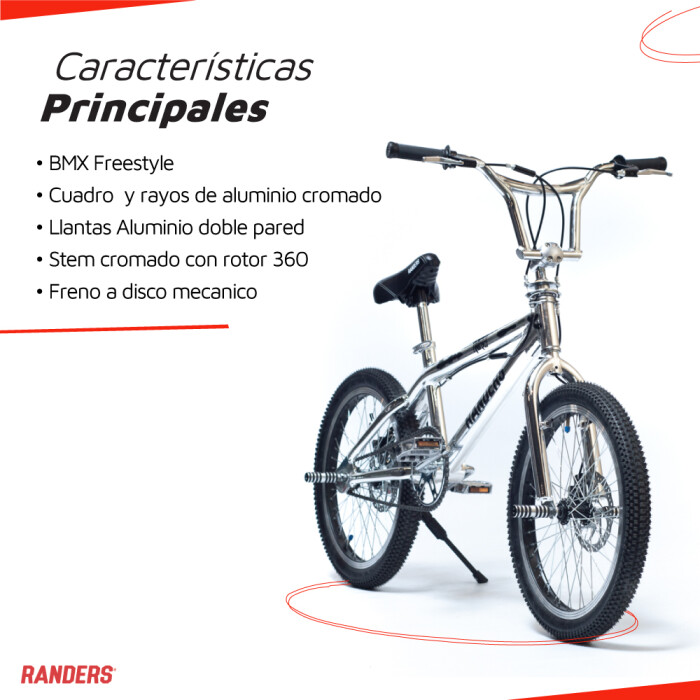 BICICLETA BMX RANDERS ALUMINIO CROMADO R20 PLATA ROTOR 360 BICICLETA BMX RANDERS ALUMINIO CROMADO R20 PLATA ROTOR 360