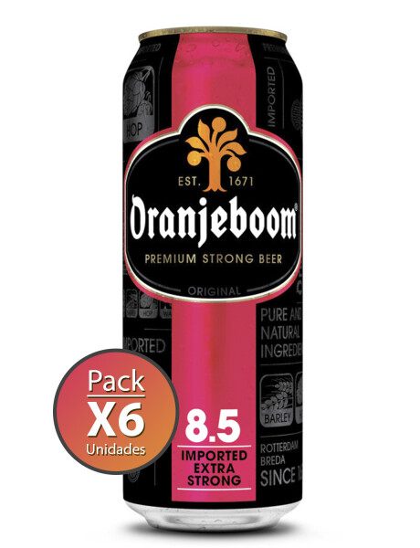 Pack de 6 latas de cerveza Oranjeboom Extra Strong 8.5% de 500cc Pack de 6 latas de cerveza Oranjeboom Extra Strong 8.5% de 500cc