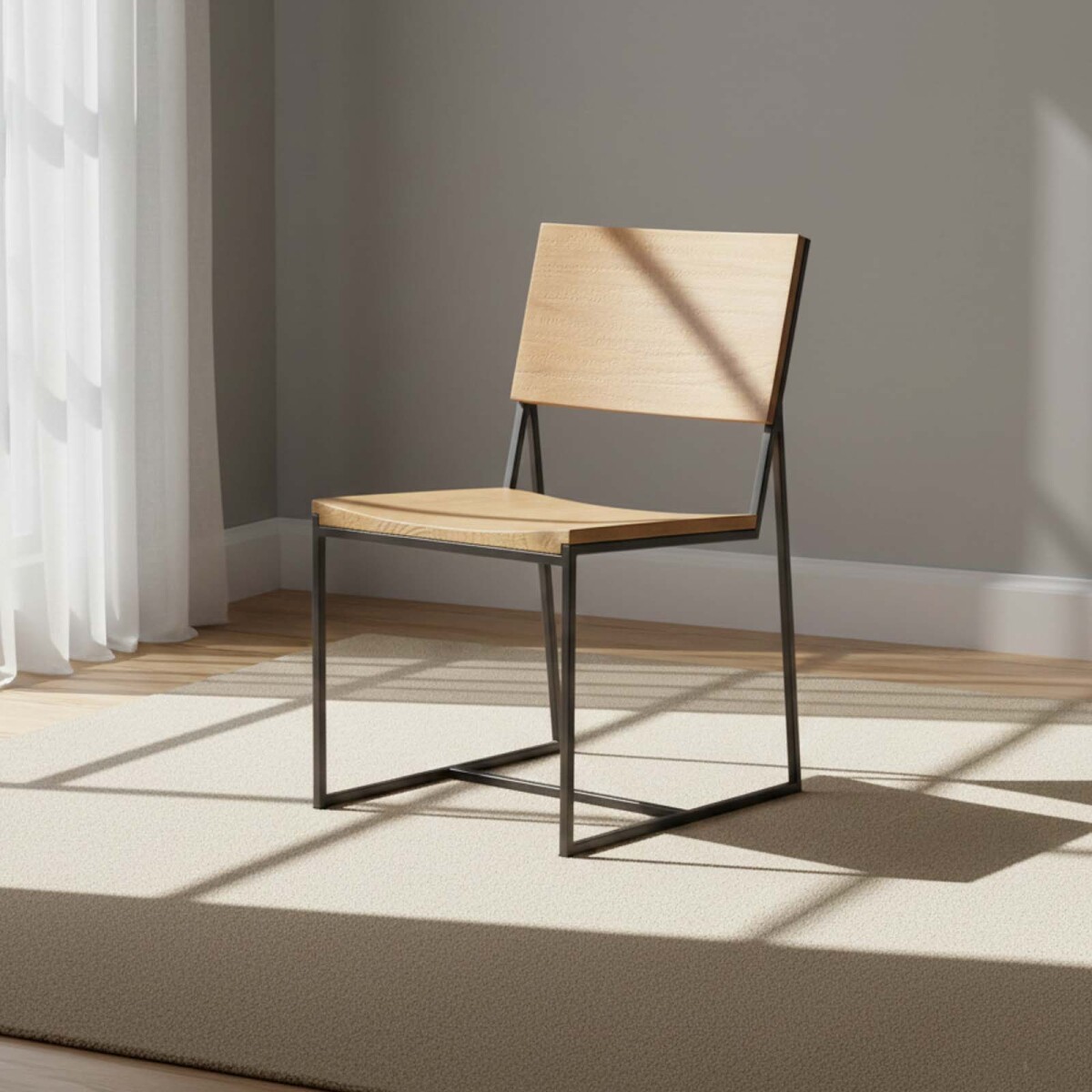 SILLA DE COMEDOR - MADERA-Y-METAL NATURAL-BEIGE YORK 