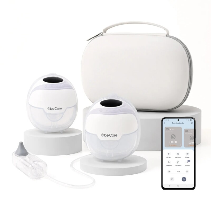 Extractor Doble de Leche Portátil con App BeCare + Aspirador Nasal + 10 Bolsas y Bolso de Almacenamiento Extractor Doble de Leche Portátil con App BeCare + Aspirador Nasal + 10 Bolsas y Bolso de Almacenamiento