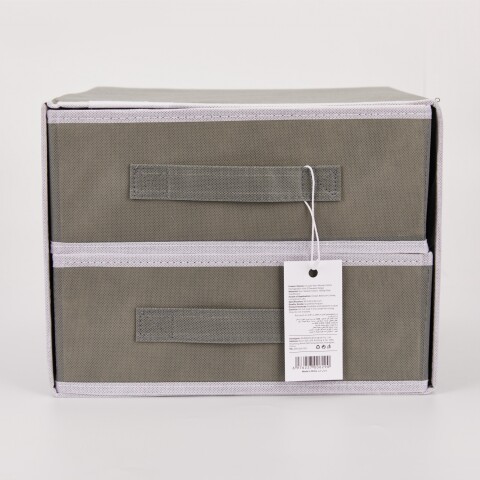 CAJA DE ALMACENAMIENTO DE TELA NO TEJIDA DE 2 CAPAS CON 2 CAJONES (GRIS) CAJA DE ALMACENAMIENTO DE TELA NO TEJIDA DE 2 CAPAS CON 2 CAJONES (GRIS)