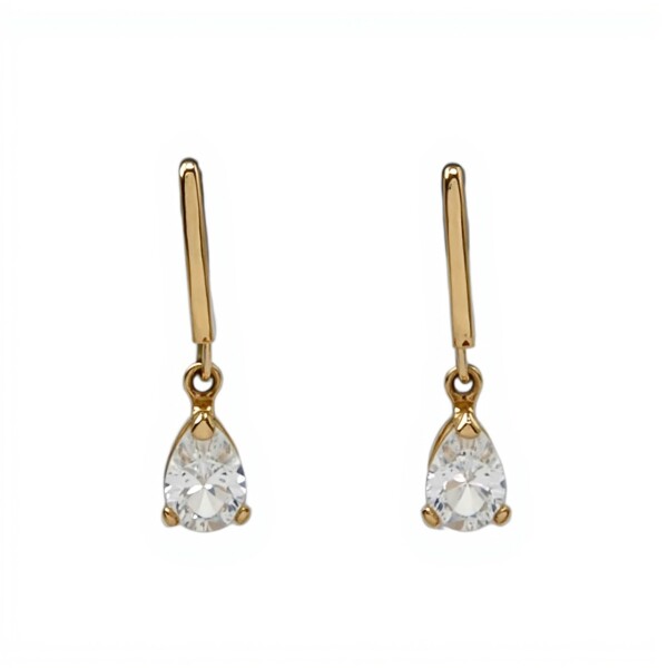 Caravanas oro Gotas - Oro bajo - Zirconia blanca- CA8008 conpiedra