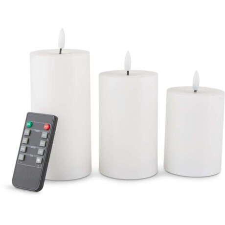 Vela LED EIDE 3 piezas con control Blanco