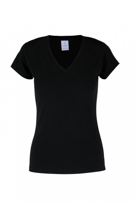 Camiseta escote en v dama Negro