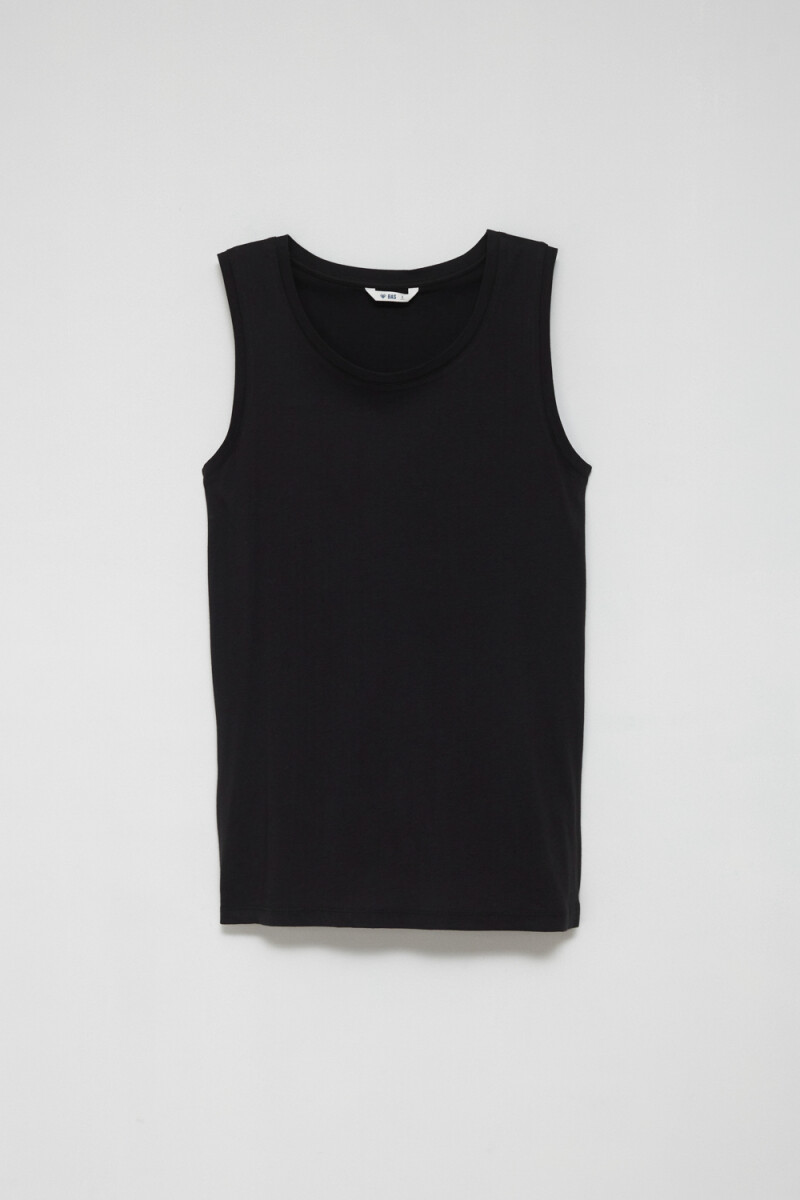 Musculosa sin mangas viscosa Negro