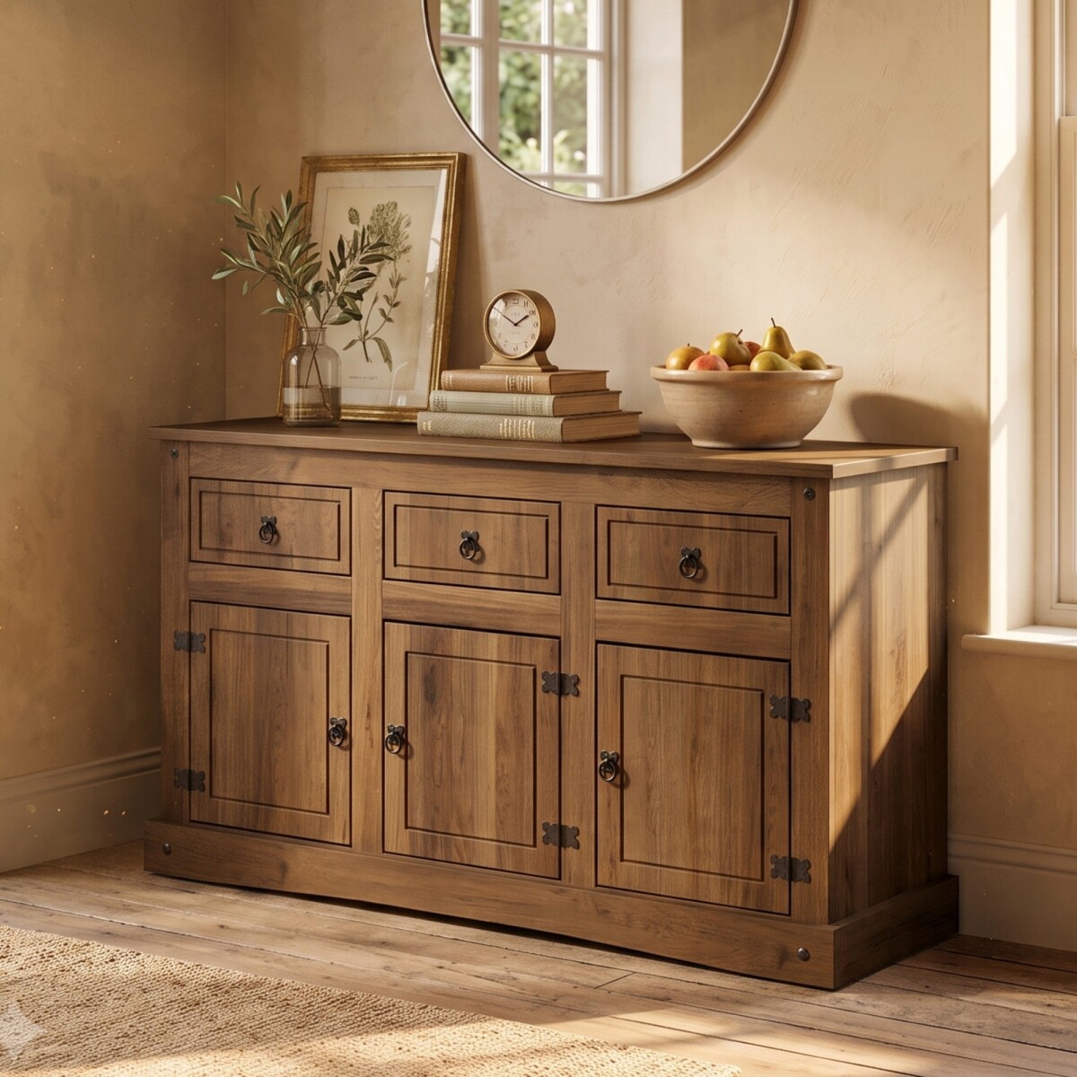 Aparador Bargueño Linea Mexicana Madera Maciza - Oscuro 