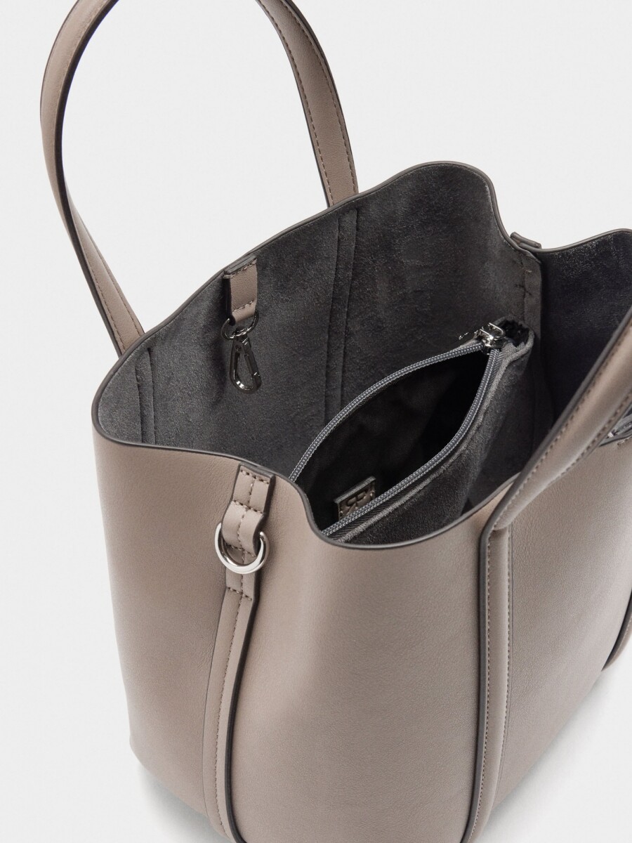 Bolso Tote Con Bandolera M gris