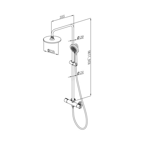 Griferia BARRAl DE DUCHA NEGRO MATE EN AC INOX NEGRO