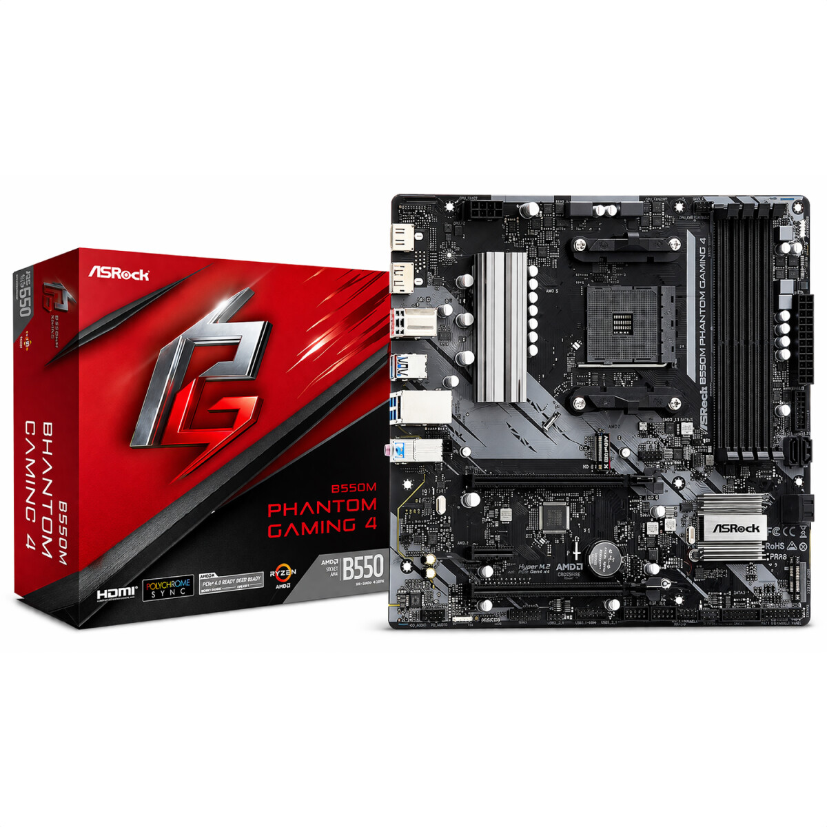 Placa Madre Asrock B550m Phantom Gaming 4 Amd Am4 - MOTHERBOARD ASROCK B550M PHANTOM GAMING 