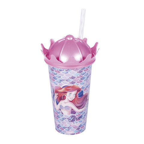 Vaso Plástico Milk Shake con Forma y Pajita Princesas Disney 500 ml ROSA