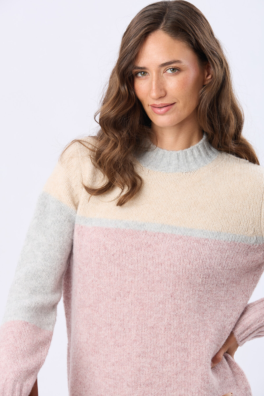 BUZO TEJIDO COMBINADO ROSA