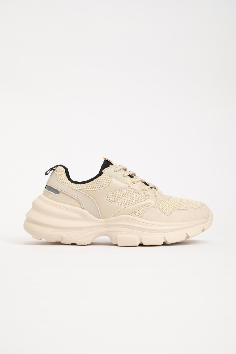 Zapatilla deportiva combinada Beige